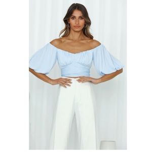 Living Doll Crop Top Steel Blue